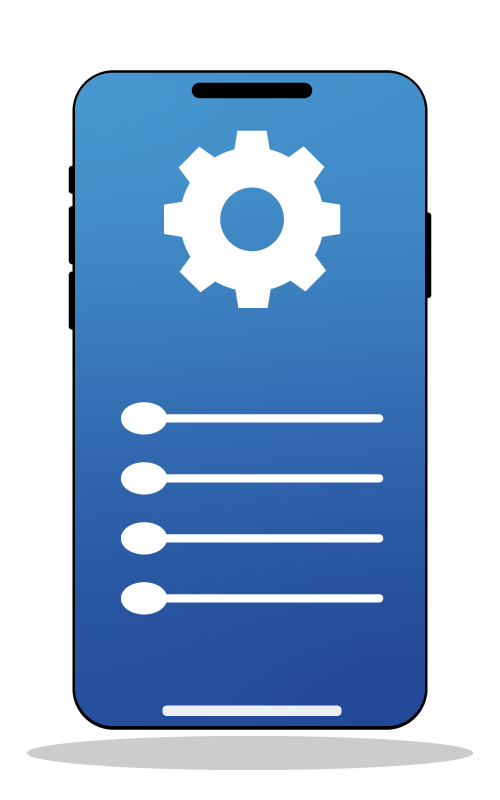 Téléphone avec un fond d’écran présentant un engrenage, associé à une liste d’étapes à suivre pour illustrer un processus.