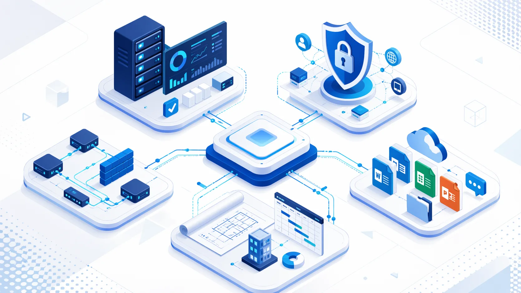 Vue d'ensemble des services A2C : infogérance, cybersécurité, réseau et Microsoft 365